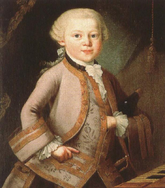 antonin dvorak mozart at the age of six in court dress, painted p a lorenzoni oil painting image